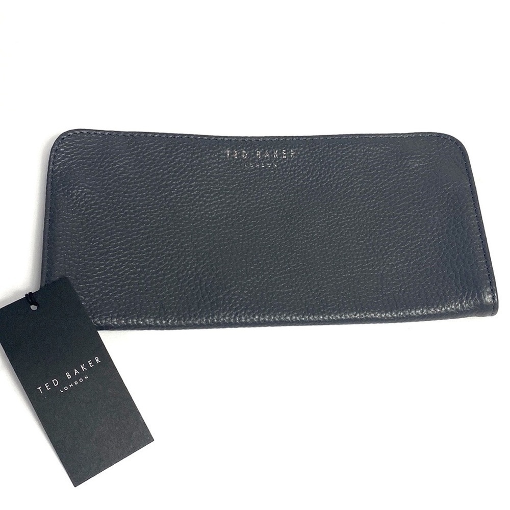 Ted Baker gray pebbled leather passport document holder wallet NWT